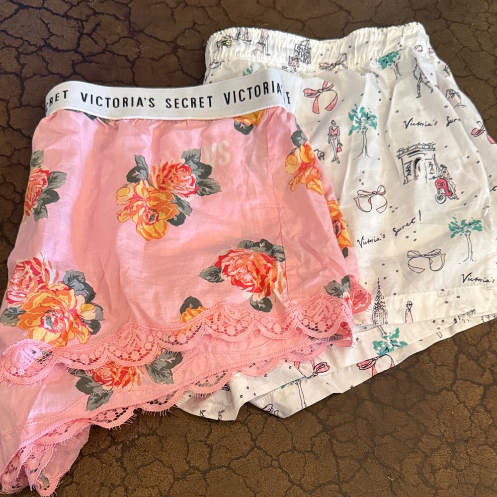 Victoria's Secret Pink Floral and White Graphic Shorts